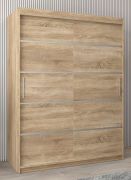 Schiebetürenschrank / Kleiderschrank Jan 03A, Farbe: Eiche Sonoma - Abmessungen: 200 x 150 x 62 cm ( H x B x T)