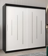Schiebetürenschrank / Kleiderschrank Pilatus 05, Farbe: Schwarz / Weiß matt - Abmessungen: 200 x 200 x 62 cm (H x B x T)