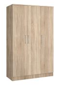 Drehtürenschrank / Kleiderschrank Sidonia 04, Farbe: Eiche Braun - 200 x 123 x 53 cm (H x B x T)