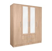 Drehtürenschrank / Kleiderschrank Sidonia 07, Farbe: Eiche Braun - 200 x 164 x 53 cm (H x B x T)