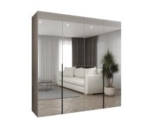 Drehtürenschrank / Kleiderschrank mit zwei Kleiderstangen Eiger 141, Farbe: Kaschmir, zwei Fächer, 2 Meter breit, Soft-Close-Funktion, Griffe: Schwarz