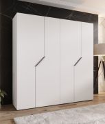 Kleiderschrank | 4-Türig | Farbe: Weiß | 2 Fächer | 2 Kleiderstangen | Griffe: Kaschmir | Soft-Close-Funktion | Maße: 200 x 52 x 202 cm | ABS-Kanten