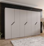 Drehtürenschrank | Farbe: Kaschmir | 6 Türen | 3 Kleiderstangen | ABS-Kanten | Griffe: Schwarz | Maße: 300 x 52 x 202 cm | Soft-Close-Funktion | 3 Fächer