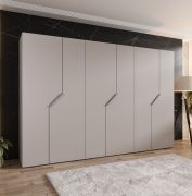 Drehtürenschrank | Farbe: Kaschmir | 6 Türen | 3 Kleiderstangen | ABS-Kanten | Griffe: Kaschmir | Maße: 300 x 52 x 202 cm | Soft-Close-Funktion | 3 Fächer