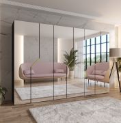 Drehtürenschrank | Farbe: Schwarz | Soft-Close-Funktion | Griffe: Gold | 3 Fächer | 3 Kleiderstangen | Maße: 300 x 52 x 202 cm | ABS | Kleiderschrank