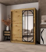 Kleiderschrank / Schiebetürenschrank | Farbe: Eiche Artisan | 2 Kleiderstangen | 5 Fächer | hochwertig Verarbeitet | 150 x 62 x 200 cm | für Schlafzimmer