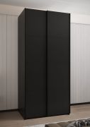 Schiebetürenschrank / Kleiderschrank | 6 Fächer | 245,5 x 100 x 64 cm | 2 Kleiderstangen | 6 Einlegeböden | 2 Schiebetüren | Farbe: Schwarz | Soft-Close