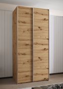 Kleiderschrank / Schiebetürenschrank | 245,5 x 110 x 64 cm | 6 Fächer | Soft-Close-Funktion | 2 Kleiderstangen | 6 Einlegeböden | Farbe: Eiche Artisan