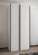 Kleiderschrank / Schiebetürenschrank | 6 Fächer | 245,5 x 110 x 64 cm | 2 Kleiderstangen | ABS-Kantenschutz | 2 Schiebetüren | Farbe: Weiß | Soft-Close
