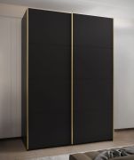 Kleiderschrank / Schiebetürenschrank | 2 Kleiderstangen | 2 Schiebetüren | 245,5 x 170 x 64 cm | 11 Fächer | 10 Einlegeböden | Soft-Close | Farbe: Schwarz