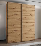 Kleiderschrank / Schiebetürenschrank | 245,5 x 190 x 64 cm | 2 Kleiderstangen | 2 Schiebetüren | 11 Fächer | 10 Einlegeböden | Farbe: Eiche Artisan