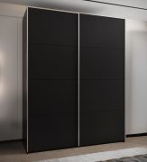 Kleiderschrank / Schiebetürenschrank | 2 Kleiderstangen | 2 Schiebetüren | 245,5 x 200 x 64 cm | 10 Einlegeböden | 11 Fächer | Farbe: Schwarz | Soft-Close