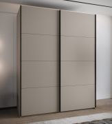 Kleiderschrank / Schiebetürenschrank | 2 Schiebetüren | 11 Fächer |245 x 200 x 64 cm | 10 Einlegeböden | 2 Kleiderstangen | Farbe: Kaschmir | Soft-Close