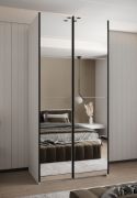Kleiderschrank / Schiebetürenschrank |245,5 x 120 x 64 cm | 6 Fächer | 6 Einlegeböden | 2 Kleiderstangen | 2 Schiebetüren | Farbe: Weiß | Soft-Close