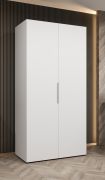 Drehtürenschrank Korab 04, Farbe: Weiß, zwei Türen, Kleiderschrank, Soft-Close-Funktion, ein Fach, 1 Meter breit, Griffe: Kaschmir, eine Kleiderstange