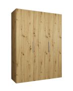 Kleiderschrank mit zwei Kleiderstangen Korab 13, 1,5 Meter breit, zwei Fächer, drei Türen, Farbe: Eiche Artisan, Soft-Close-Funktion, Griffe: Kaschmir