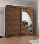 Schiebetürenschrank | eine Spiegeltür | 2 Meter breit | Farbe: Eiche Artisan | 10 Fächer | Aluminiumschienen | Kleiderschrank | PVC-Furnier | Schlafzimmer