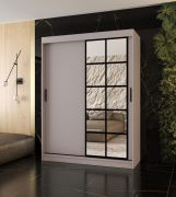 Schiebetürenschrank / Kleiderschrank | Kaschmir | 5 Fächer | 2 Kleiderstangen | 150 x 62 x 200 cm | dekorative Spiegeltür | für Schlafzimmer