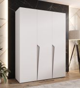 Drehtürenschrank / Kleiderschrank | Farbe: Weiß | 3-Türig | Griffe: Kaschmir | 2 Fächer | 2 Kleiderstangen | Maße: 150 x 52 x 202 cm | Soft-Close-Funktion