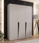 Drehtürenschrank / Kleiderschrank | Farbe: Kaschmir | 3-Türig | Griffe: Schwarz | 2 Fächer | 2 Kleiderstangen | Maße: 150 x 52 x 202 cm | Soft-Close-Funktion