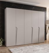 Kleiderschrank | Farbe: Kaschmir | 5-Türig | 3 Fächer | Griffe: Kaschmir | 3 Kleiderstangen| Soft-Close-Funktion | Maße: 250 x 52 x 202 cm | ABS-Kanten