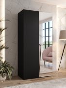 Kleiderschrank | 1 Spiegeltür | Farbe: Schwarz | 1 Fach | Griffe: Kaschmir | 1 Kleiderstange | 1 Meter breit | Soft-Close-Funktion | Maße: 100 x 52 x 202 cm
