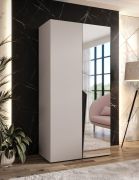 Kleiderschrank | 1 Spiegeltür | Farbe: Kaschmir | 1 Fach | Griffe: Schwarz | 1 Kleiderstange | 1 Meter breit | Soft-Close-Funktion | Maße: 100 x 52 x 202 cm