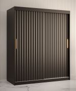 Schlichter Kleiderschrank mit genügend Stauraum Balmenhorn 60, Farbe: Schwarz matt - Abmessungen: 200 x 150 x 62 cm (H x B x T), mit fünf Fächern und zwei Kleiderstangen