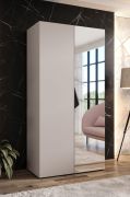 Kleiderschrank | 1 Spiegeltür | Farbe: Kaschmir | 1 Fach | 1 Meter breit | Griffe: Schwarz | 1 Kleiderstange | Maße: 100 x 52 x 202 cm | Soft-Close-Funktion