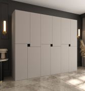 Drehtürenschrank | Kaschmir | 12 Drehtüren | 9 Fächer | 3 Kleiderstangen | 270 x 52 x 203 cm | hochwertig Verarbeitet | Soft-Close Funktion | Kleiderschrank | grifflose Türen