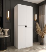 Drehtürenschrank / Kleiderschrank | Weiß | 4 Drehtüren | 3 Fächer | 1 Kleiderstange | 80 x 52 x 203 cm | für Schlafzimmer | Soft-Close Funktion