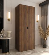 Drehtürenschrank / Kleiderschrank | Farbe: Walnuss Warmia | 4 Drehtüren | 3 Fächer | 1 Kleiderstange | 80 x 52 x 203 cm | für Schlafzimmer | Soft-Close Funktion