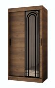 Schiebetürenschrank | Farbe: Walnuss Warmia | 5 Fächer | 2 Kleiderstangen | hochwertig Verarbeitet | 100 x 62 x 200 cm | Kleiderschrank | Spiegeltür | modernes Design