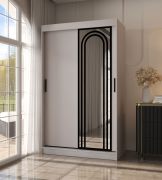 Kleiderschrank | Kaschmir | 5 Fächer | 2 Kleiderstangen | hochwertig Verarbeitet | 120 x 62 x 200 cm | Schiebetürenschrank | Spiegeltür | modernes Design