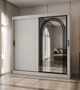 Kleiderschrank | Weiß Matt | 10 Fächer | 2 Kleiderstangen | hochwertig Verarbeitet | 200 x 62 x 200 cm | Schiebetürenschrank | dekorative Spiegeltür