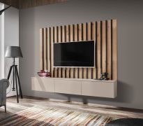Wohnwand | Farbe: Kaschmir | Push-to-open Funktion | Maße: 180 x 35 x 148 cm |  1 TV-Unterschrank | Modernes Design | für Wohnzimmer