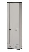 Garderobenschrank | 2 Drehtüren | Farbe: Kaschmir / Schwarz | 1 ausziehbare Kleiderstange | Maße: 60 x 32 x 203 cm | 1 Schublade | 2 Fächer | für den Vorraum