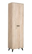 Garderobenschrank mit vier Fächer Vracar 06, eine ausziehbare Kleiderstange, ABS-Kanten, eine Tür, Farbe: Eiche Grau, Maße: 192 x 53,5 x 35 cm