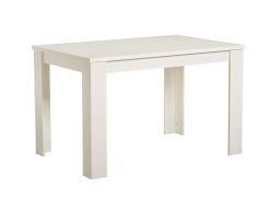 Ausziehbarer Esstisch Cubi 02, Farbe: Weiß, ABS-Kantenschutz, 120 x 80 cm groß, schlichtes Design, ausziehbar bis zu 150 cm, für Esszimmer