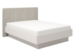 Doppelbett mit gepolsterten Kopfteil Krupa 04, Farbe: Kaschmir, Kopfteil: Beige, ABS-Kantenschutz, modernes Design, Liegefläche: 160 x 200 cm