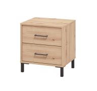 Nachtkommode mit zwei Schubladen Sabas 16, Farbe: Eiche Artisan, ABS-Kantenschutz, einfaches und modernes Design, Maße: 52 x 48 x 40 cm, für Schlafzimmer