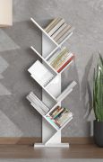 Bücherregal | Opak Weiß | 7 Ablagefächer | 49 x 24 x 149 cm | Regal | modernes und schlichtes Design | für Wohnzimmer und Büro