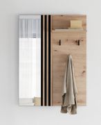 Garderobe | Farbe: Eiche Artisan / Schwarz | 3 Haken | 76 x 21 x 102 cm | 1 Ablagefläche | Spiegel | modernes und schlichtes Design | für den Vorraum
