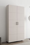 Schuhschrank | Farbe: Kaschmir | zwei Drehtüren | 92 x 33 x 185 cm | breit | 15 Schuhfächer | schwarze Griffe | hoher Schrank | für den Vorraum