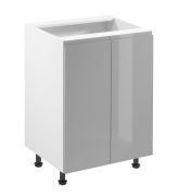 Küchenunterschrank | 1 Drehtür | Farbe: Grau | verstellbare Beine | 60 x 47 x 82 cm| Soft-Close Funktion | griffloses System | 2 Fächer | Türanschlag wechselbar