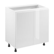 Küchenunterschrank | 2 Drehtüren | Farbe: Weiß | Soft-Close Funktion | 80 x 47 x 82 cm | 2 Fächer | hochglanzlackiert | verstellbare Beine | griffloses System