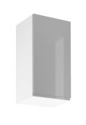 Küchenhängeschrank | 1 Drehtür | Farbe: Grau | 2 Fächer | Soft-Close Funktion | 40 x 32 x 72 cm | hochglanzlackiert | Türanschlag wechselbar | griffloses System