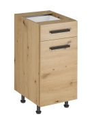 Küchenunterschrank | 1 Drehtür | 1 Schublade | Farbe: Eiche Artisan | 40 x 47 x 82 cm | verstellbare Beine | 2 Fächer | hochwertig Verarbeitet | schwarzer Griff