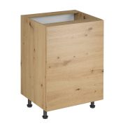 Küchenunterschrank | 1 Drehtür | Farbe: Eiche Artisan | 60 x 47 x 82 cm | 2 Fächer | Türanschlag wechselbar | verstellbare Beine