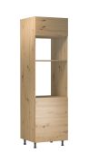 Küchenschrank | 1 Drehtür | Farbe: Eiche Artisan | 60 x 58 x 212 cm | 5 Fächer | hochwertig Verarbeitet | 1 Kipptür | für den Einbau von Backofen und Mikrowelle